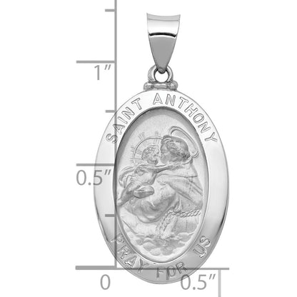 14k White Gold 14k White Gold Polished/Satin St. Anthony Medal Hollow Pendant