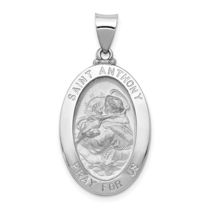 14k White Gold 14k White Gold Polished/Satin St. Anthony Medal Hollow Pendant