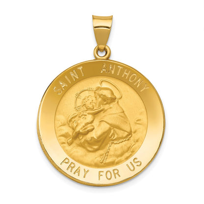 14k Yellow Gold 14k Polished and Satin St. Anthony Medal Hollow Pendant