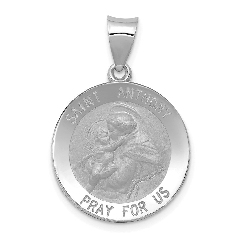 14k White Gold 14k White Gold Polished/Satin St. Anthony Medal Hollow Pendant