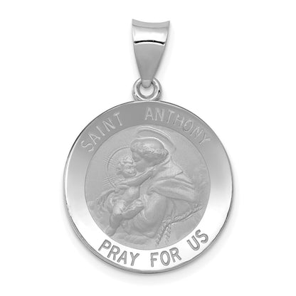 14k White Gold 14k White Gold Polished/Satin St. Anthony Medal Hollow Pendant
