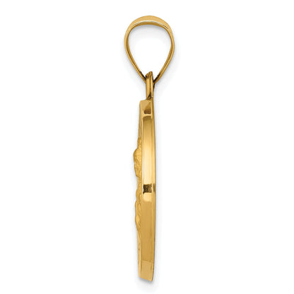 14k Yellow Gold 14k Polished and Satin St. Barbara Medal Hollow Pendant