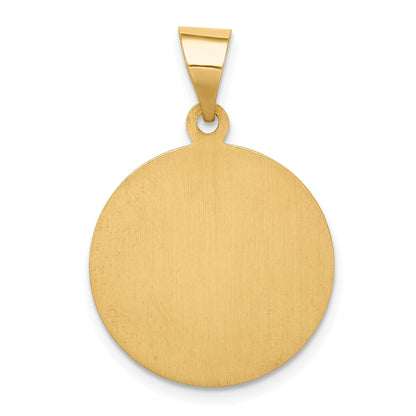 14k Yellow Gold 14k Polished and Satin St. Charles Medal Hollow Pendant