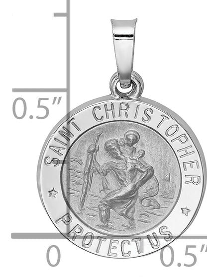 14k White Gold 14k White Gold Polished/Satin St Christopher Medal Hollow Pendant