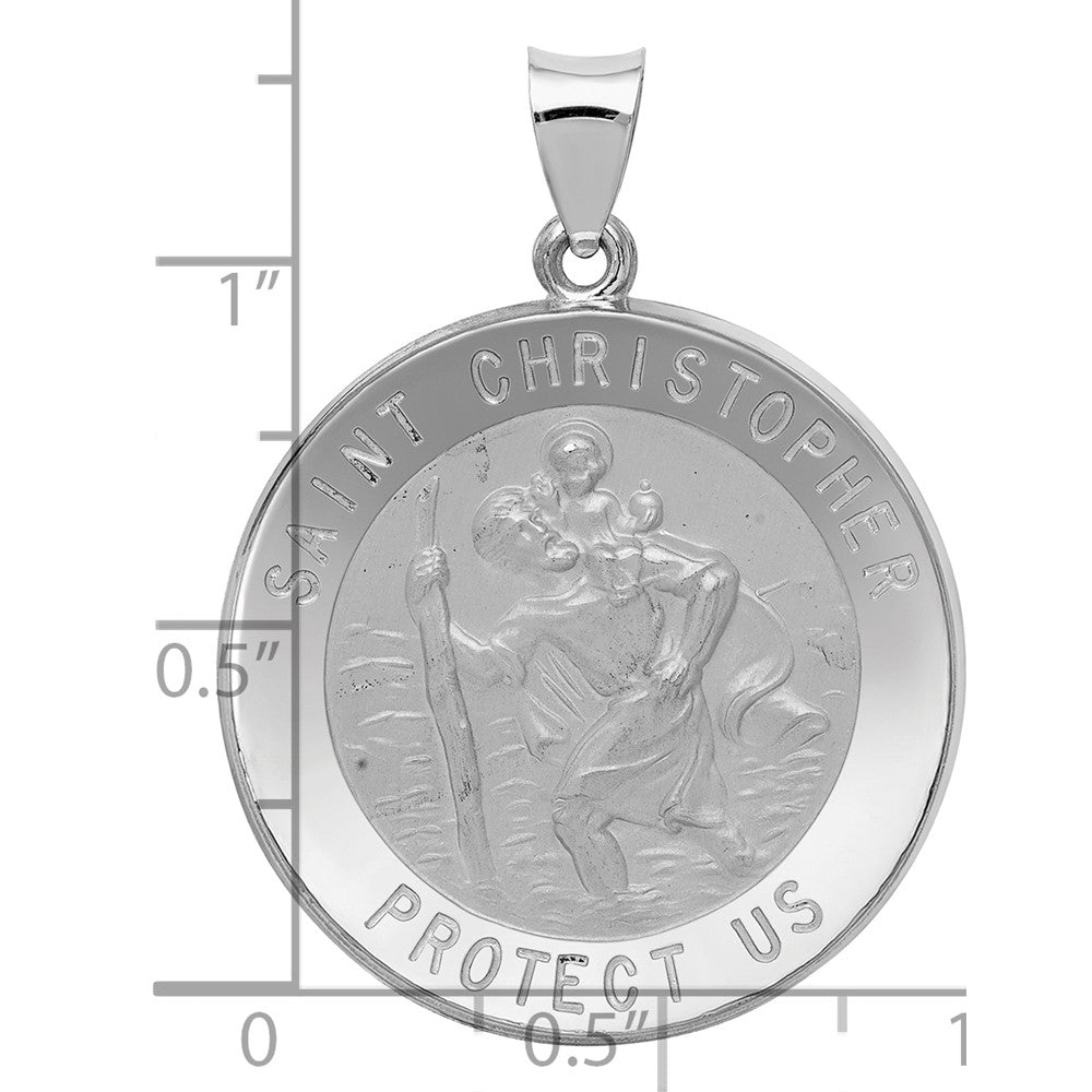 14k White Gold 14k White Gold Polished/Satin St Christopher Medal Hollow Pendant