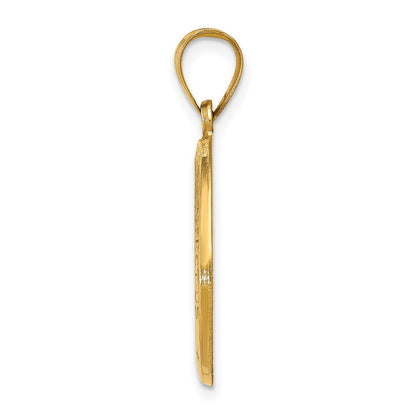 14k Yellow Gold 14k Polished and Satin St Christopher Medal Hollow Pendant