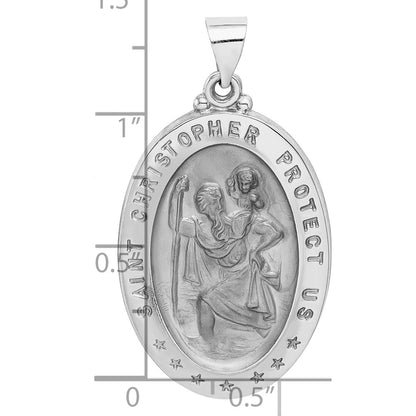 14k White Gold 14k White Gold Polished/Satin St Christopher Medal Hollow Pendant