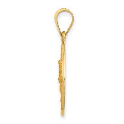 14k Yellow Gold 14k Polished and Satin St Edward Medal Hollow Pendant