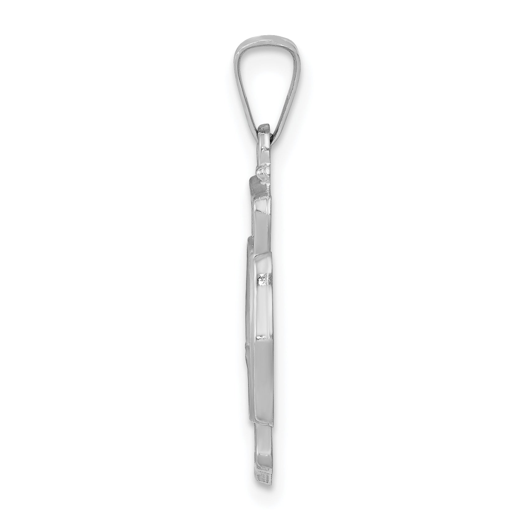 14k White Gold 14k White Gold Polished and Satin St Florian Badge Pendant