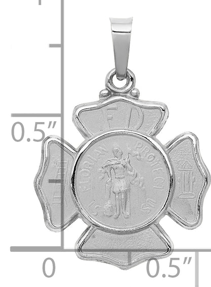 14k White Gold 14k White Gold Polished and Satin St Florian Badge Pendant