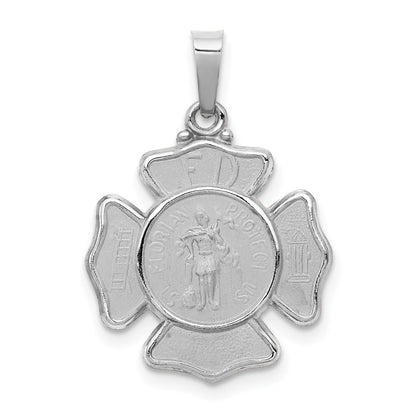 14k White Gold 14k White Gold Polished and Satin St Florian Badge Pendant