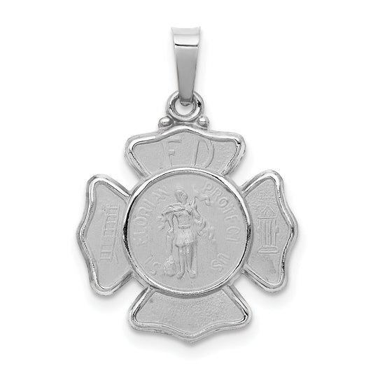 14k White Gold 14k White Gold Polished and Satin St Florian Badge Pendant