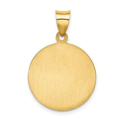 14k Yellow Gold 14k Polished and Satin St Francis of Assisi Medal Hollow Pendant