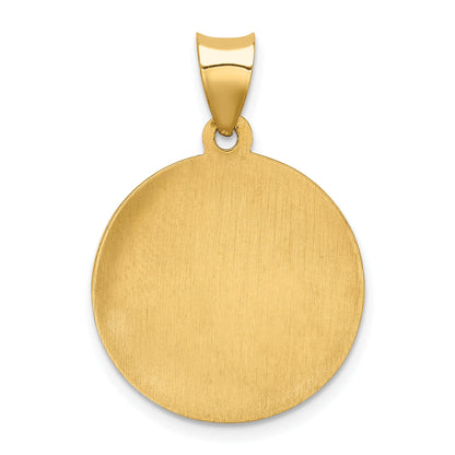 14k Yellow Gold 14k Polished and Satin St Gabriel Medal Hollow Pendant