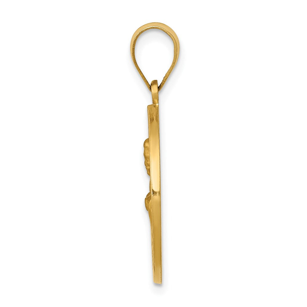 14k Yellow Gold 14k Polished and Satin St John Medal Hollow Pendant