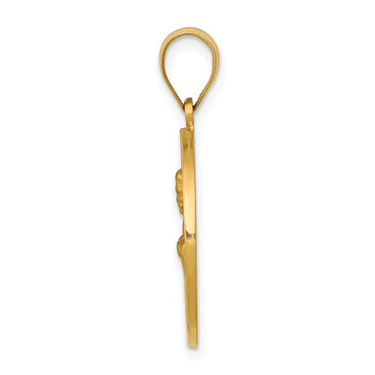 14k Yellow Gold 14k Polished and Satin St John Medal Hollow Pendant