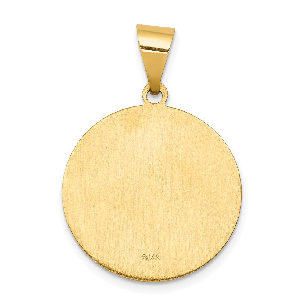 14k Yellow Gold 14k Polished and Satin St John Medal Hollow Pendant