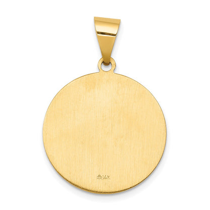 14k Yellow Gold 14k Polished and Satin St John Medal Hollow Pendant