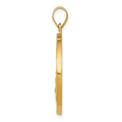 14k Yellow Gold 14k Polished and Satin St Joseph Medal Hollow Pendant