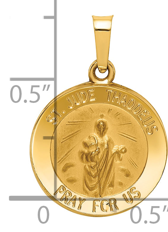 14k Yellow Gold 14k Polished and Satin St Jude Thaddeus Medal Hollow Pendant