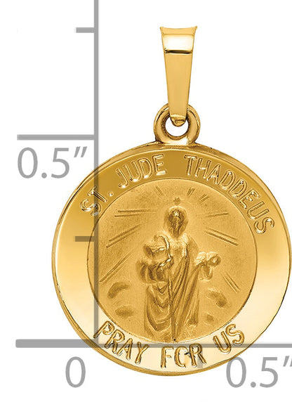 14k Yellow Gold 14k Polished and Satin St Jude Thaddeus Medal Hollow Pendant