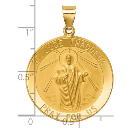 14k Yellow Gold 14k Polished and Satin St Jude Thaddeus Medal Hollow Pendant