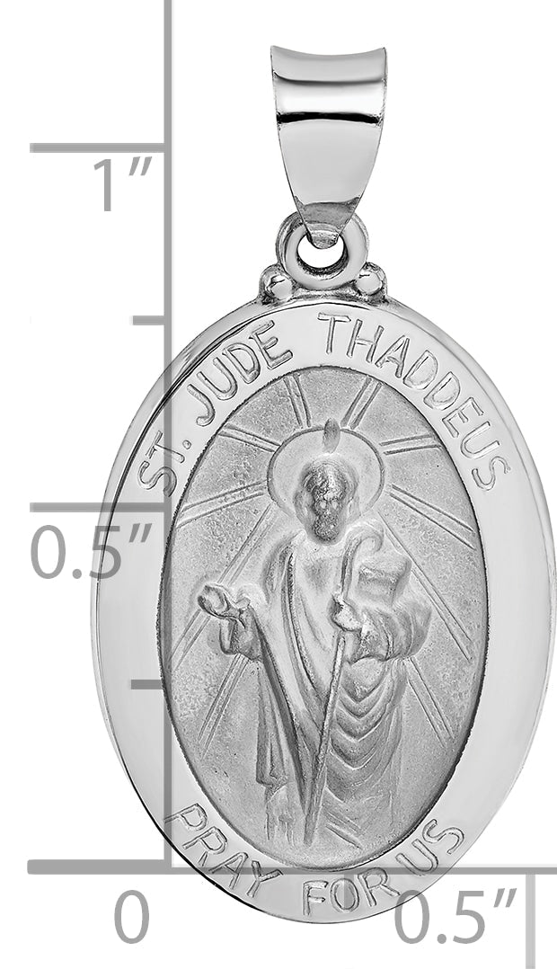 14k White Gold 14K White Gold Polish/Satin St Jude Thaddeus Medal Hollow Pendant