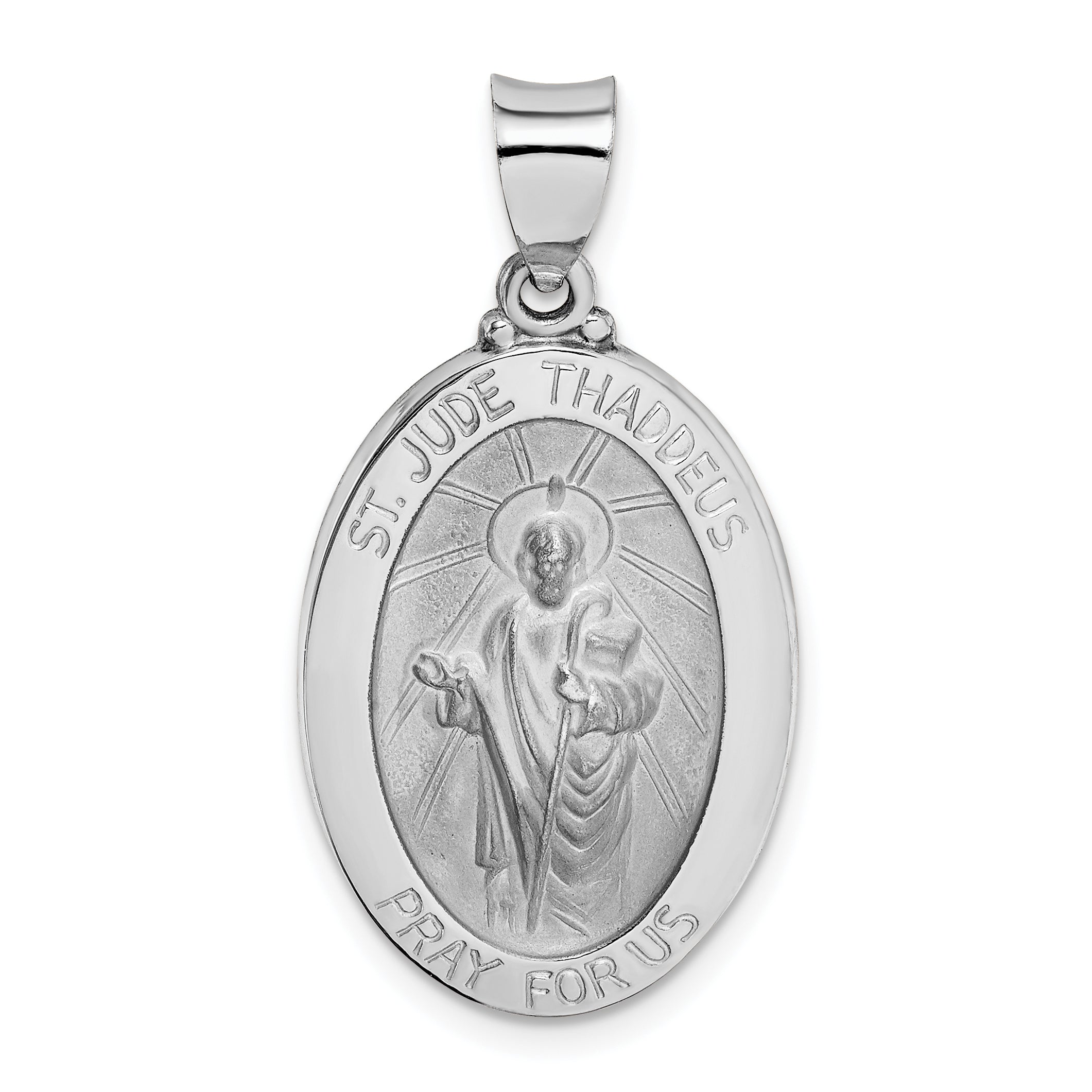 14k White Gold 14K White Gold Polish/Satin St Jude Thaddeus Medal Hollow Pendant