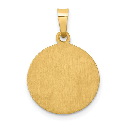14k Yellow Gold 14k Polished and Satin St Lucy Medal Hollow Pendant