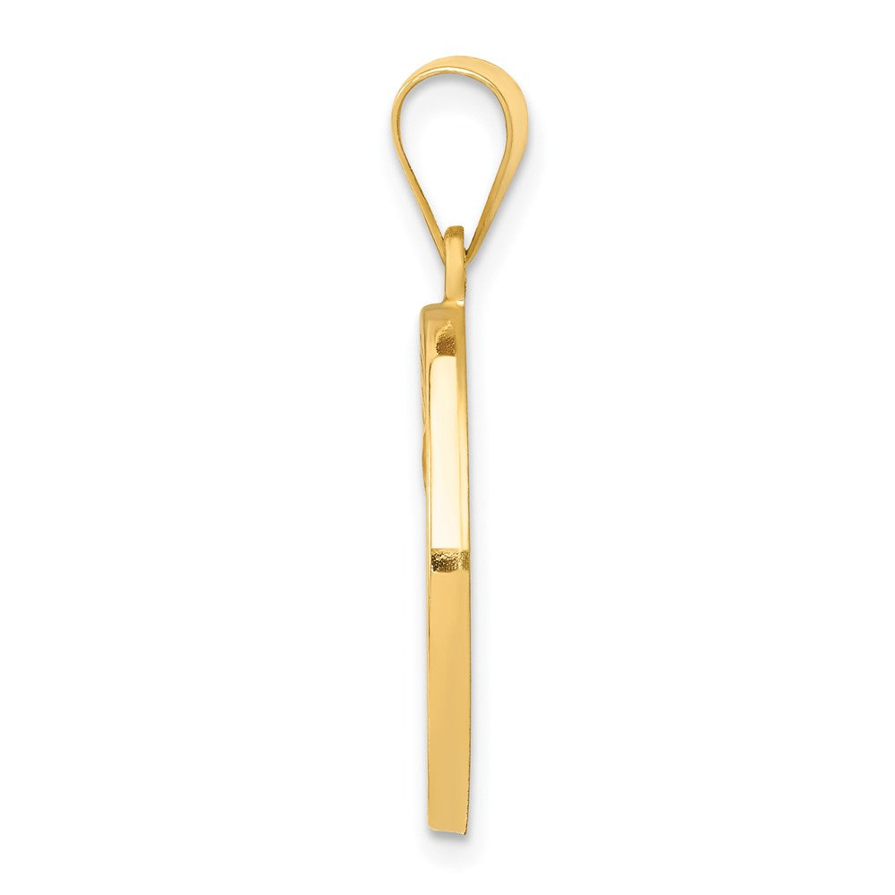 14k Yellow Gold 14k Polished and Satin St Matthew Medal Hollow Pendant