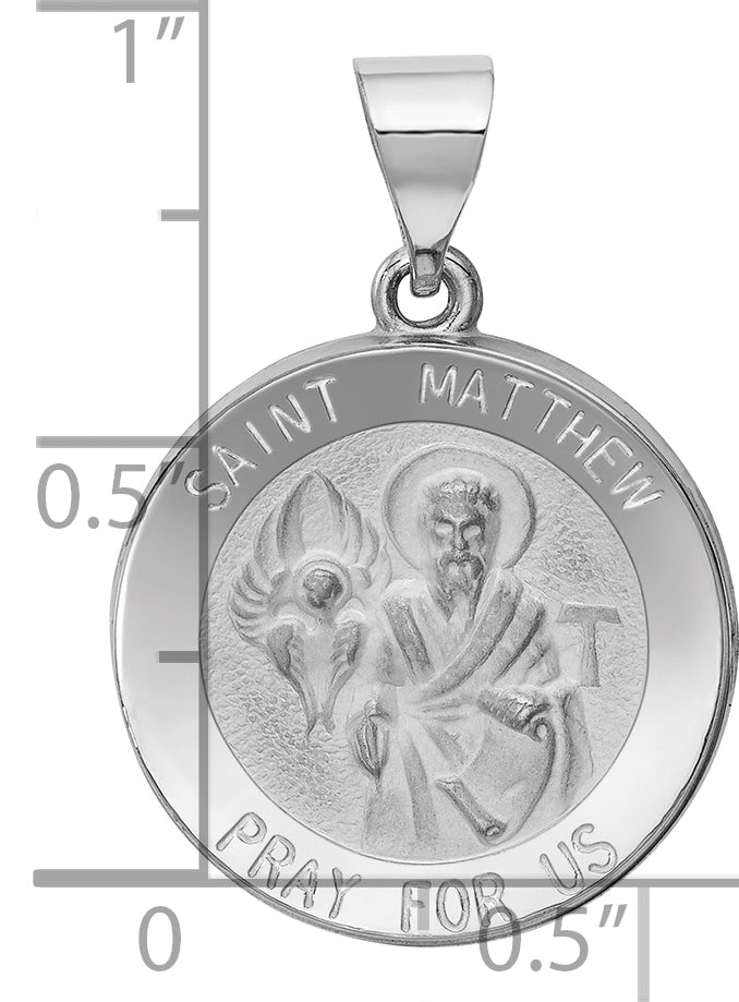 14k White Gold 14k White Gold Polished and Satin St Matthew Hollow Pendant
