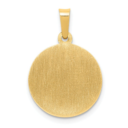 14k Yellow Gold 14k Polished and Satin St Michael Medal Hollow Pendant