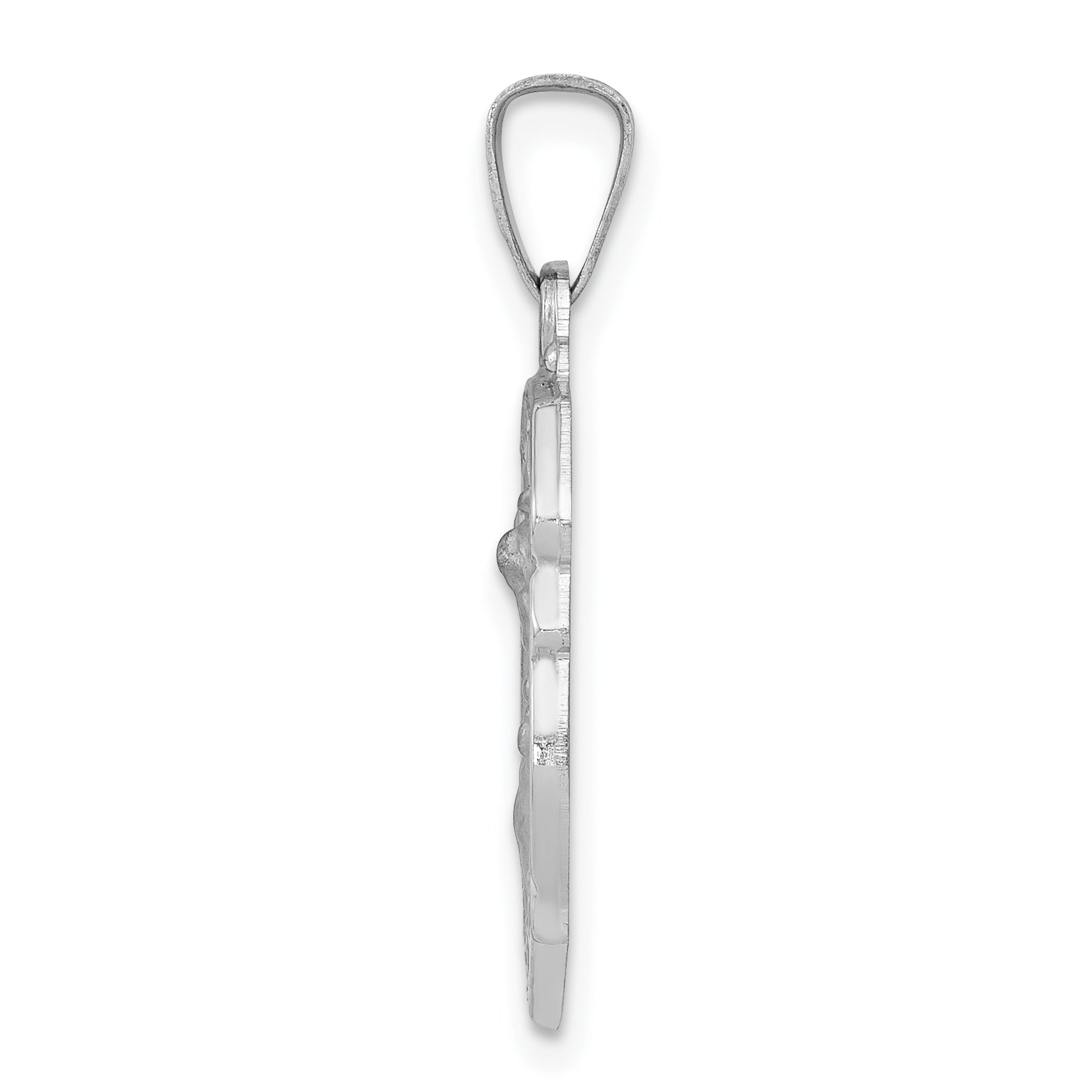 14k White Gold 14k White Gold Polished and Satin St Michael Medal Hollow Pendant