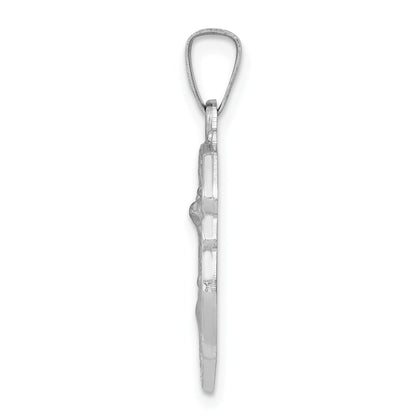 14k White Gold 14k White Gold Polished and Satin St Michael Medal Hollow Pendant