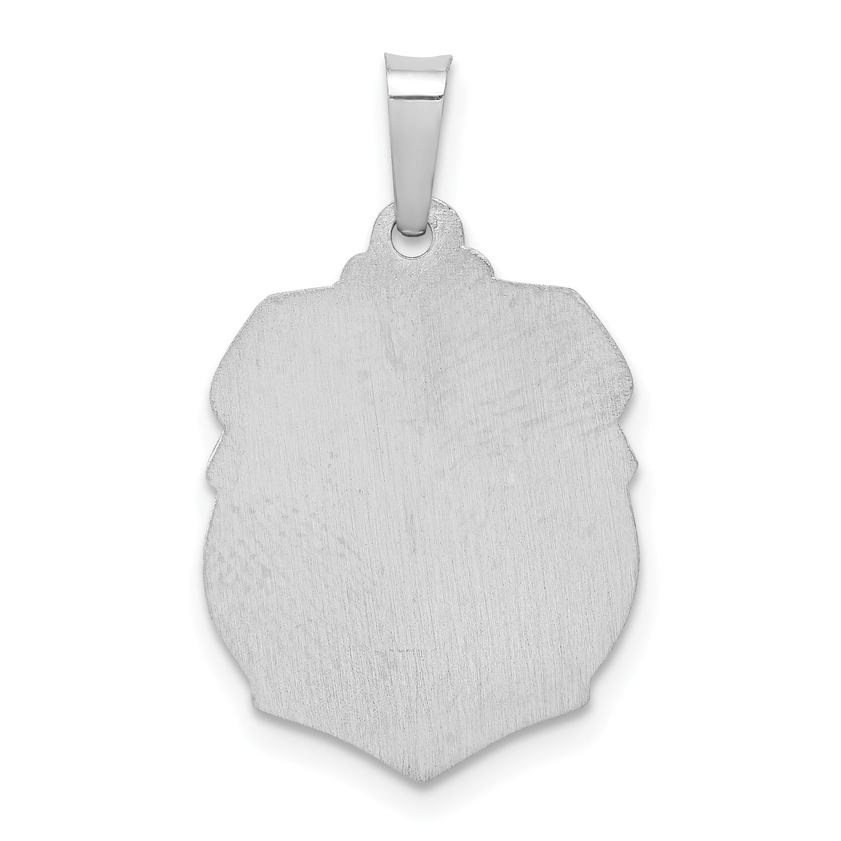 14k White Gold 14k White Gold Polished and Satin St Michael Medal Hollow Pendant