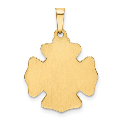 14k Yellow Gold 14k Polished and Satin St Florian Badge Medal Hollow Pendant
