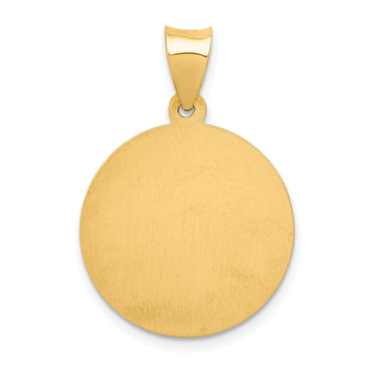 14k Yellow Gold 14k Polished and Satin St Nicholas Medal Hollow Pendant
