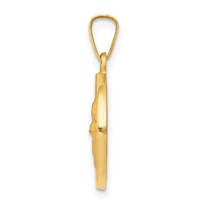 14k Yellow Gold 14k Polished and Satin St Patrick Medal Hollow Pendant