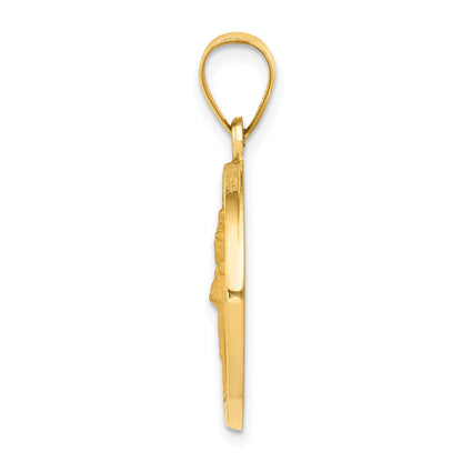 14k Yellow Gold 14k Polished and Satin St Patrick Medal Hollow Pendant