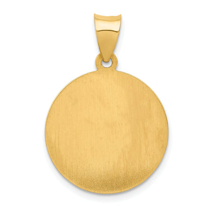 14k Yellow Gold 14k Polished and Satin St Patrick Medal Hollow Pendant