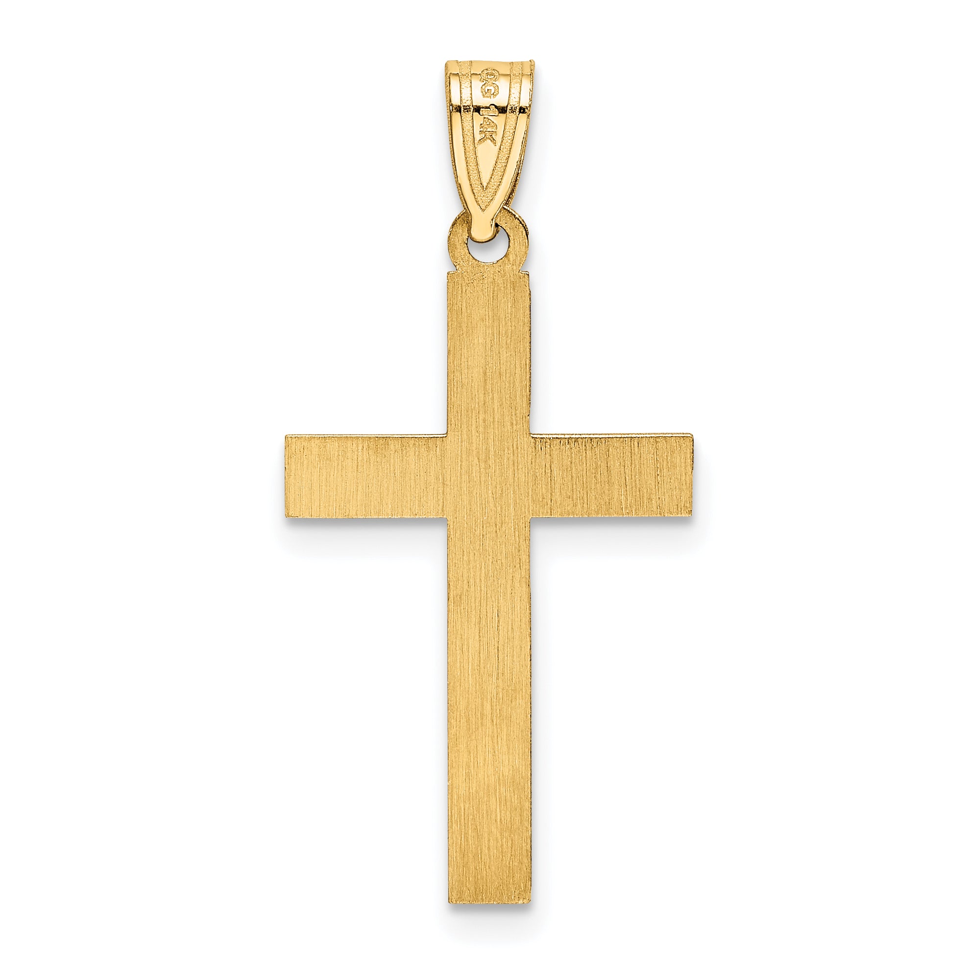 14k Yellow Gold 14k Etched Floral Cross Pendant