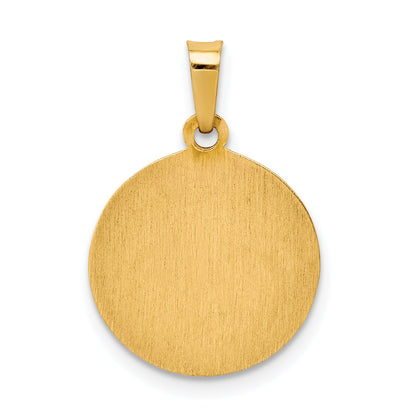 14k Yellow Gold 14k Polished and Satin St Raphael Medal Hollow Pendant