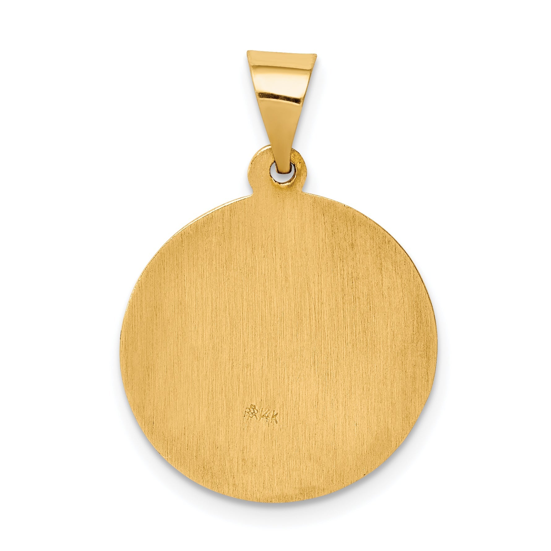 14k Yellow Gold 14k Polished and Satin St Raphael Medal Hollow Pendant