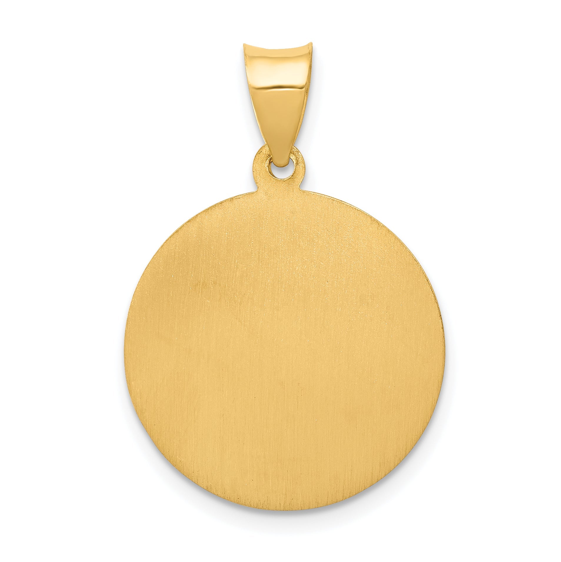 14k Yellow Gold 14k Polished and Satin St Thomas Medal Hollow Pendant