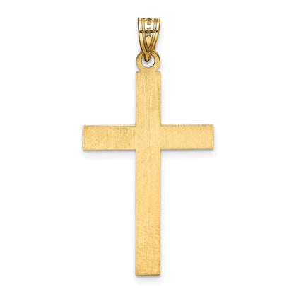 14k Yellow Gold 14k Etched Floral Cross Pendant