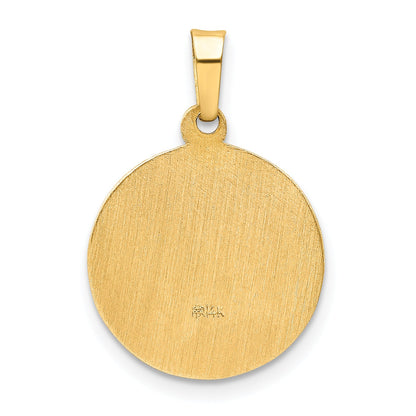 14k Yellow Gold 14k Polished and Satin Confirmation Medal Hollow Pendant