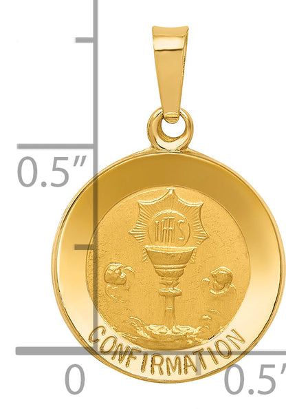 14k Yellow Gold 14k Polished and Satin Confirmation Medal Hollow Pendant