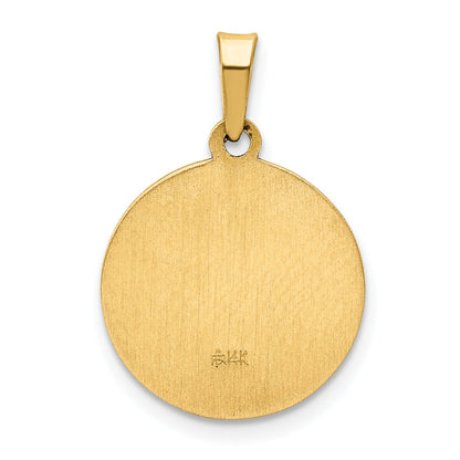 14k Yellow Gold 14k Polished and Satin Confirmation Medal Hollow Pendant