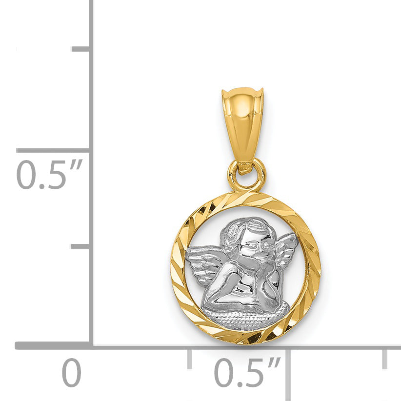 14k Yellow & Rhodium 14K w/Rhodium Cherub Pendant