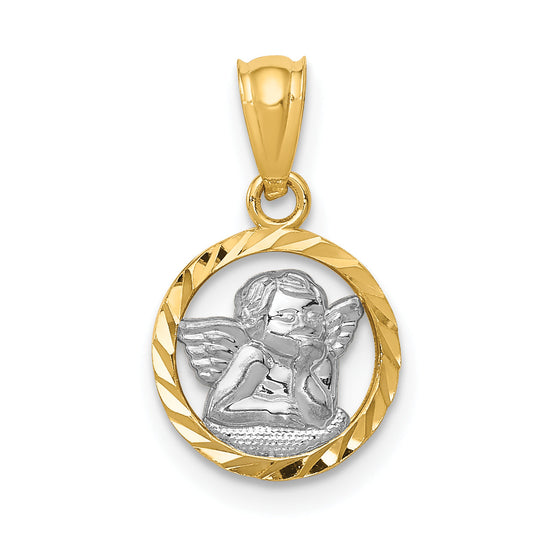 14k Yellow & Rhodium 14K w/Rhodium Cherub Pendant